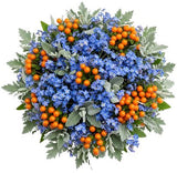 Blue Forget Me Not Bouquet with Orange Berry Bouquet