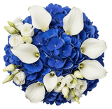Blue Hydrangea and Calla Lily Bridal Bouquet - Flowers Box London