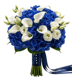 Blue Hydrangea and Calla Lily Bridal Bouquet - Flowers Box London