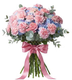 Blue Hydrangea with Carnations Bouquet - Flowers Box London