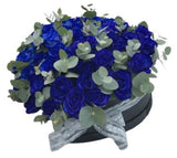Blue Roses with Eucalyptus Luxury Box