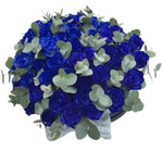Blue Roses with Eucalyptus Luxury Box