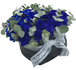 Blue Roses with Eucalyptus Luxury Box