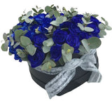 Blue Roses with Eucalyptus Luxury Box