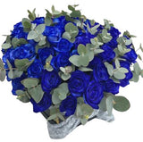 Blue Roses with Eucalyptus Luxury Box
