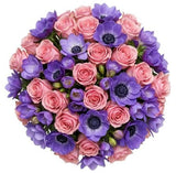 Bouquet of Anemone with Roses and Freesias - Flowers Box London
