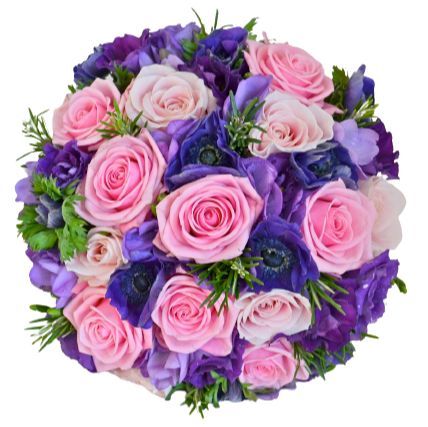 Bouquet of Anemone with Roses and Freesias