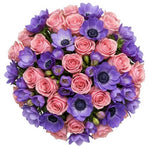 Bouquet of Anemone with Roses and Freesias