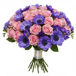 Bouquet of Anemone with Roses and Freesias