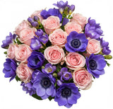 Bouquet of Anemone with Roses and Freesias - Flowers Box London