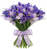 Bouquet of Blue Iris and Sweet Peas - Flowers Box London