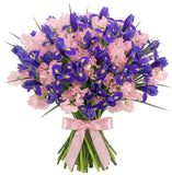 Bouquet of Blue Iris and Sweet Peas - Flowers Box London