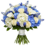 Bouquet of Blue on White Blooms - Flowers Box London