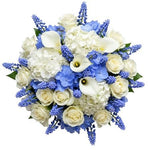 Bouquet of Blue on White Blooms - Flowers Box London