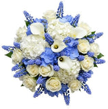 Bouquet of Blue on White Blooms - Flowers Box London