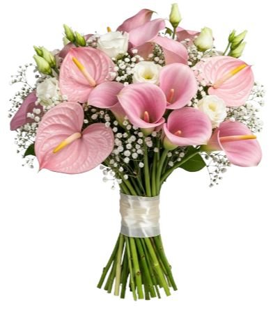 anthurium and calla lily Bouquet of Calla Lily with Anthurium and Lisianthus