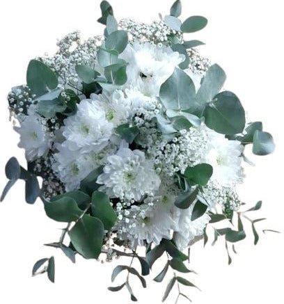 Bouquet of Chrysanthemum with Gypsophilum and Ecualiptus - Flowers Box London