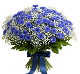 Bouquet of Cornflowers with Gypsophila - Flowers Box London