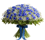Bouquet of Cornflowers with Gypsophila - Flowers Box London