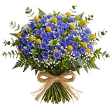 Bouquet of Cornflowers with Gypsophila and Craspedia Balls - Flowers Box London