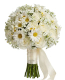 Bouquet of Daisies with White Roses and Gypsophila - Flowers Box London