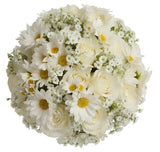 Bouquet of Daisies with White Roses and Gypsophila - Flowers Box London