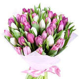 Bouquet of Double Pink and White Tulips - Flowers Box London