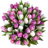 Bouquet of Double Pink and White Tulips - Flowers Box London