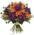Bouquet of Hydrangea with Cymbidium Orchids and Exotic Accent - Flowers Box London