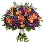 Bouquet of Hydrangea with Cymbidium Orchids and Exotic Accent