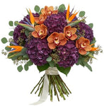 Bouquet of Hydrangea with Cymbidium Orchids and Exotic Accent
