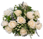 Bouquet of Ivory Roses with Lavender - Flowers Box London