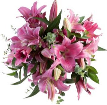 Bouquet of Luxury Pink Lily with Eucalyptus - Flowers Box London