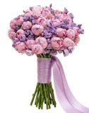 Bouquet of Luxury Pink Peonies with Lisanthus - Flowers Box London