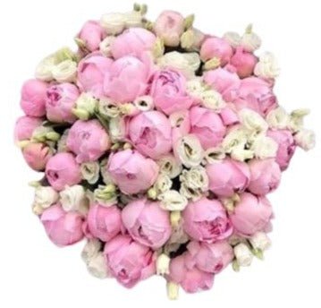 Bouquet of Luxury Pink Peonies with Lisanthus - Flowers Box London