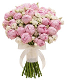 Bouquet of Luxury Pink Peonies with Lisanthus - Flowers Box London