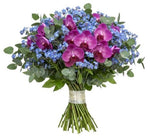 Bouquet of Phalaenopsis Orchids and Blue Forget Me Not - Flowers Box London