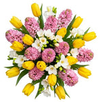Bouquet of Pink Hyacinth and Tulips with Freesias