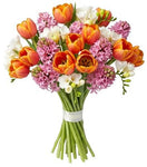 Bouquet of Pink Hyacinth and Tulips with Freesias - Flowers Box London
