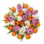 Bouquet of Pink Hyacinth and Tulips with Freesias