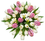 Bouquet of Pink Hyacinth and Tulips with Freesias