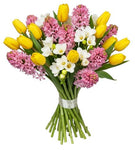 Bouquet of Pink Hyacinth and Tulips with Freesias