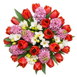 Bouquet of Pink Hyacinth and Tulips with Freesias - Flowers Box London