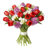 Bouquet of Pink Hyacinth and Tulips with Freesias