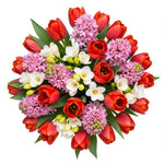 Bouquet of Pink Hyacinth and Tulips with Freesias