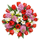 Bouquet of Pink Hyacinth and Tulips with Freesias