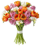 Bouquet of Pink Hyacinth and Tulips with Freesias