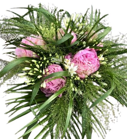 Bouquet of Pink Peonies with Agapanthus