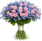 Bouquet of Pretty Spray Roses with Blue Forget Me Not
