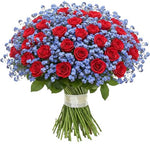 Bouquet of Pretty Spray Roses with Blue Forget Me Not